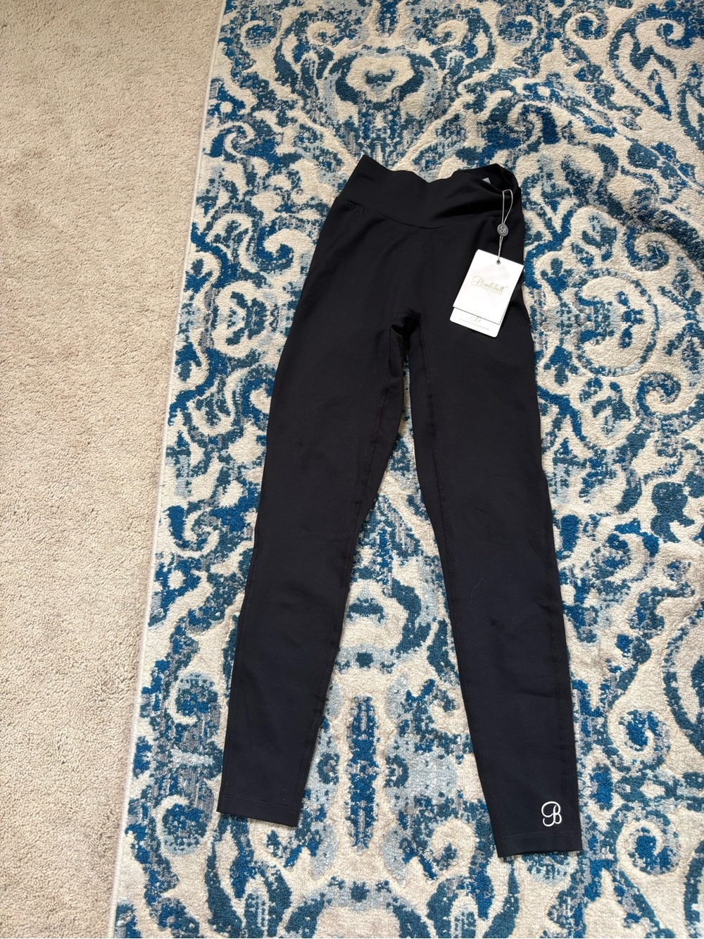 Bombshell Sportswear Black Kids Leggings with Logo Hem